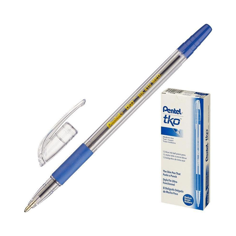 Ручка шариковая "BK410", 1.0 мм, прозрачный, стерж. синий - 2