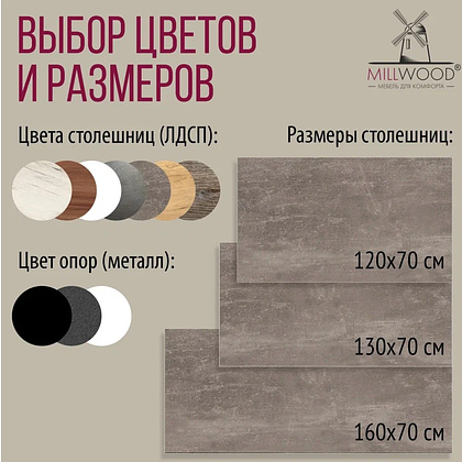 Стол письменный Millwood Лофт Сиэтл (ДТ-5), 1600х700 мм, бетон, черный - 10