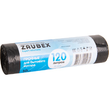 Мешки для мусора ПНД "Zaubex", 15 мкм, 120 л, 10 шт/рулон, черный