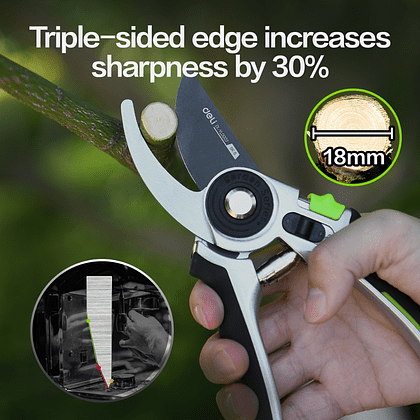 Секатор садовый Deli GS EDL-YL0007, 216 мм, серебристый, черный - 2