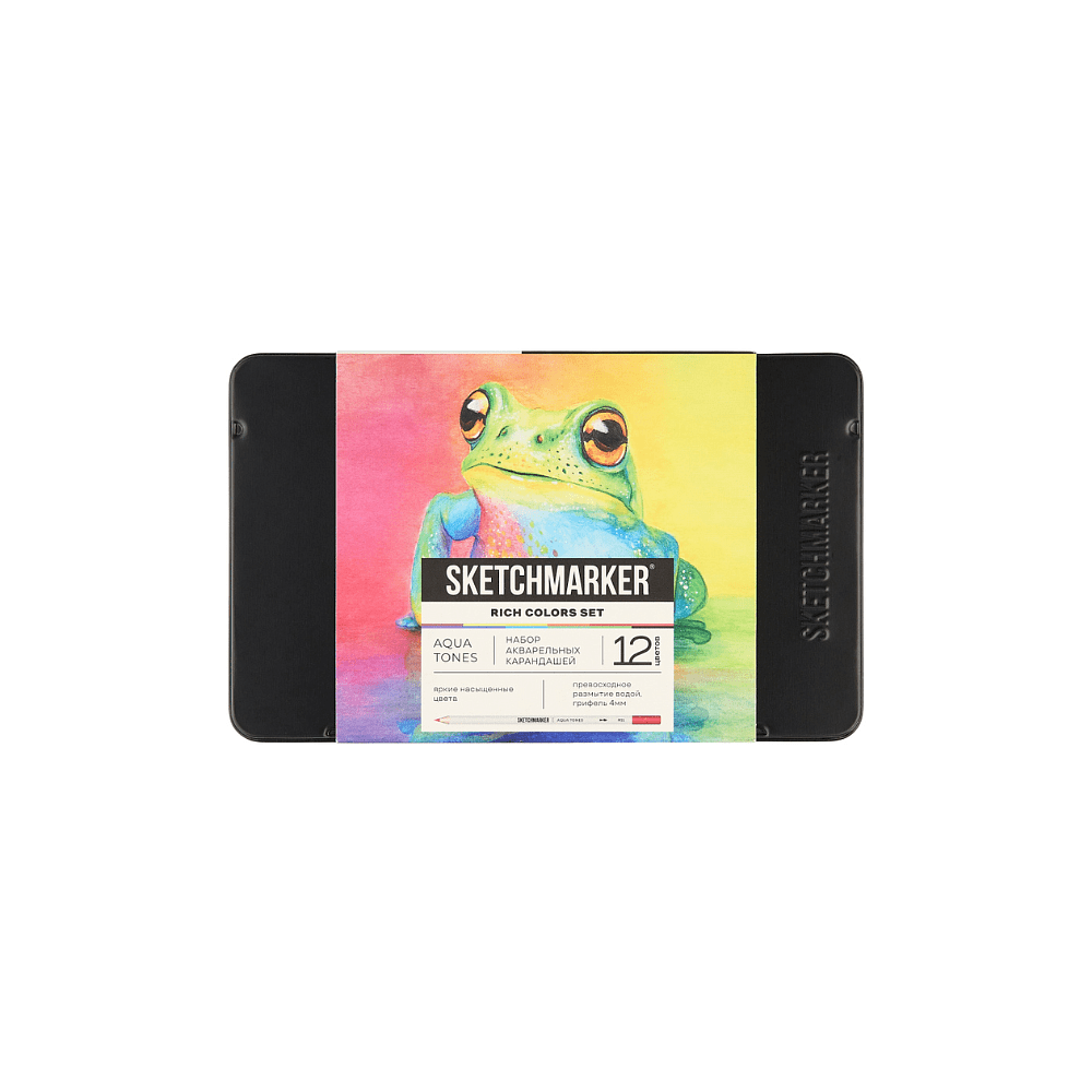 Цветные карандаши акварельные "Sketchmarker Яркие цвета", набор 12 цветов, жестяной пенал