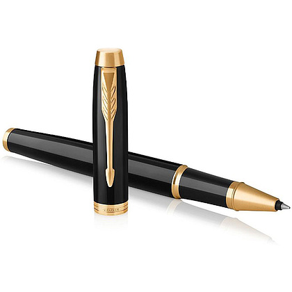 Ручка-роллер Parker "IM Black Lacquer GT", 0.5 мм, черный, золотистый, стерж. черный - 2