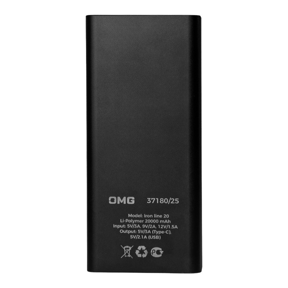 Внешний аккумулятор Power Bank "Iron line 20", 20000 mAh, металл, черный - 3