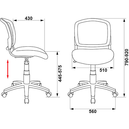 Кресло для детей Бюрократ "CH-296NX/Graffity", сетка, ткань, пластик, черный  - 6