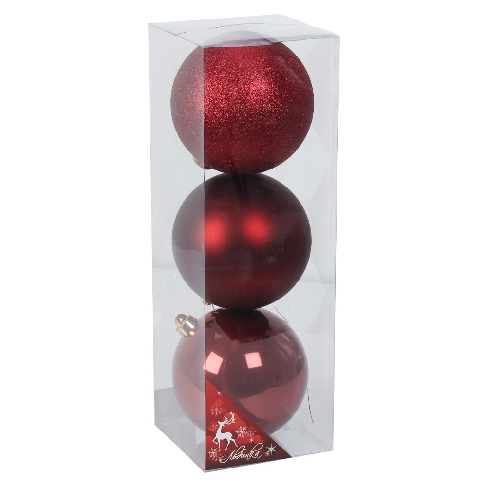 Шар елочный "41889", 15 см, пластик, ассорти, 3шт/уп.