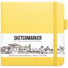 Скетчбук "Sketchmarker", 12x12 см, 140 г/м2, 80 листов, лимонный