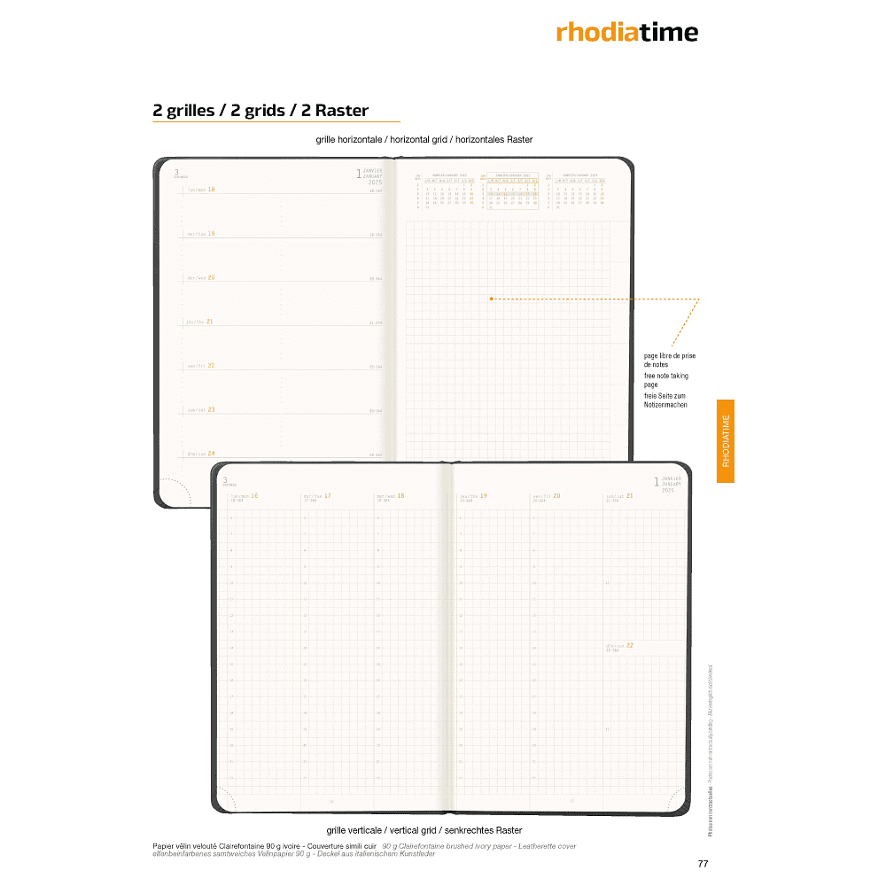 Еженедельник датированный "Rhodiatime" 2025, А5, 80 листов. коричневый - 2