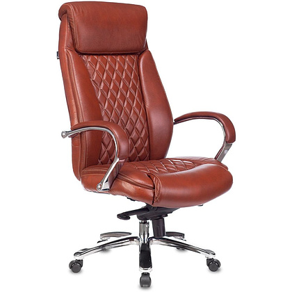 Кресло для руководителя Бюрократ T-9924SL, кожа, металл, светло-коричневый