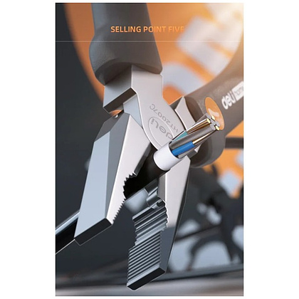 Длинногубцы Deli HS HT2007C, 180 мм, Soft Touch, оранжевый - 4