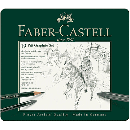 Карандаш чернографитный "Castell 9000", 19 штук, в металлическом футляре