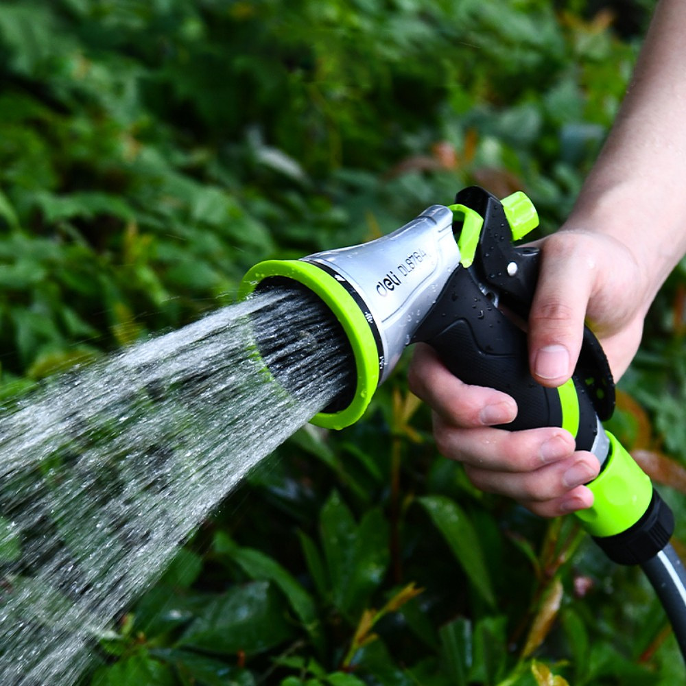 Пистолет-распылитель Deli GS EDL8764, 10 функций, быстросъем, фиксатор курка, корпус аллюм., черный, зеленый - 6