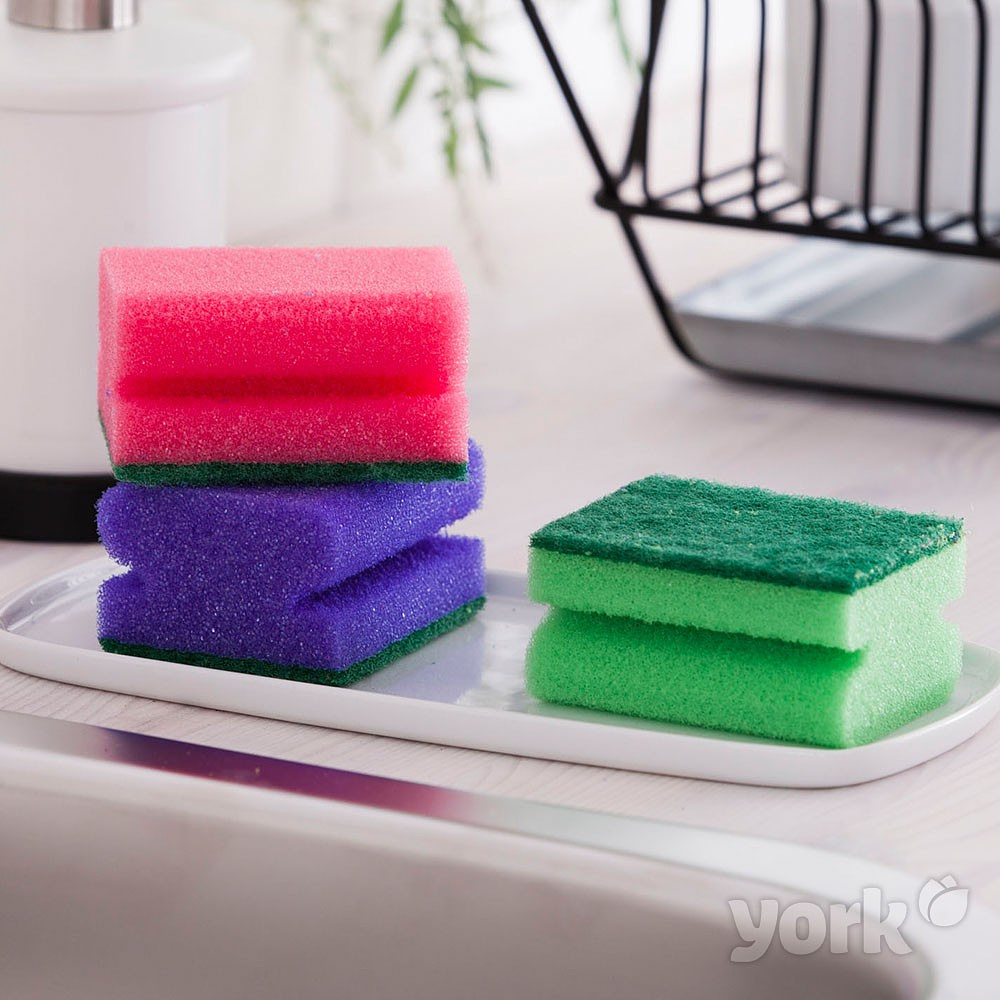 Губка кухонная для мытья посуды York профилированная, 5шт/уп. - 6