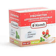 Зубочистки Komfi в индивидуальной упаковке с ментолом, 500 шт/упак