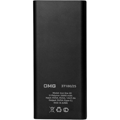 Внешний аккумулятор Power Bank "Iron line 20", 20000 mAh, металл, черный - 3