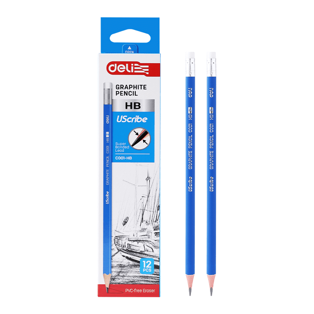Карандаш простой "Deli Uspire", HB, синий