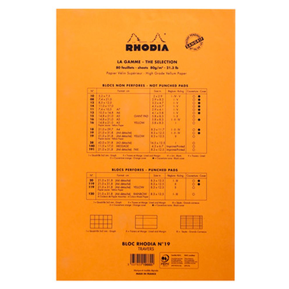 Блокнот "Rhodia", А4+, 80 листов, линейка, оранжевый - 3