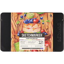 Карандаши цветные "Sketchmarker Еда", 12 цветов, жестяной пенал