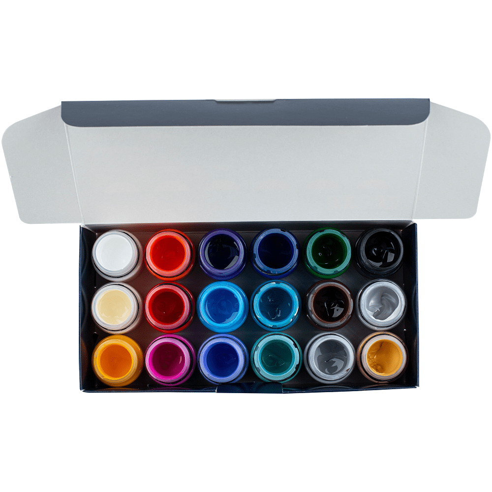 Краска акриловая матовая "Декола", набор 18 цветов, 20 мл, банки - 4