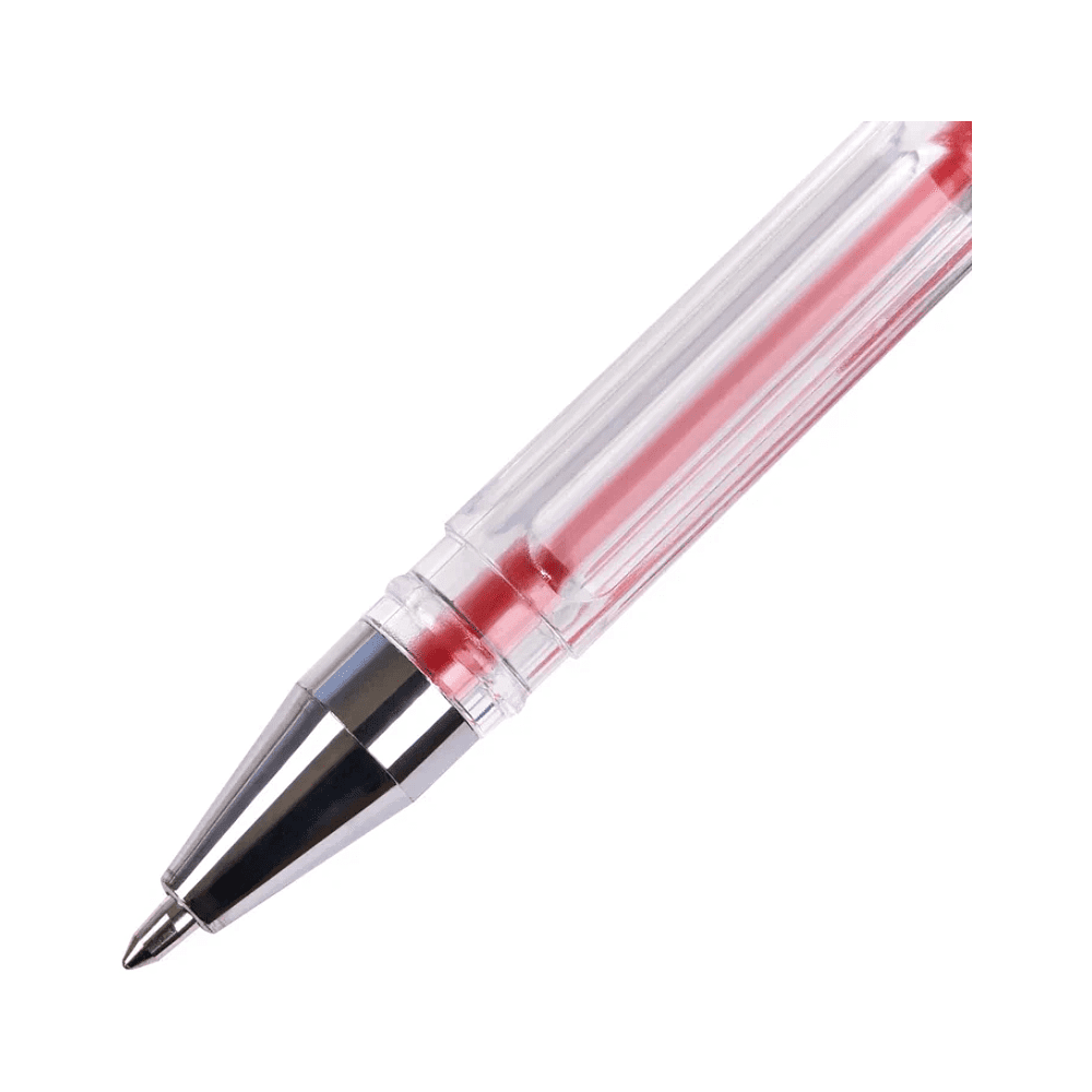Ручка гелевая "Office Products", 0.5 мм, прозрачный, стерж. красный - 3
