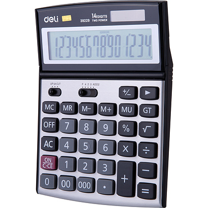 Калькулятор настольный Deli "E39229", 14-разрядный, серебристый, черный - 2