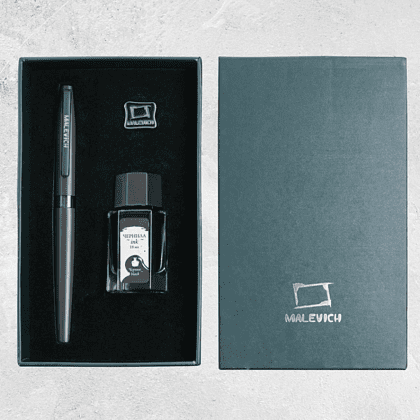 Ручка перьевая EF "Малевичъ", металл, с конвертером, набор чернила + значок, мокрый асфальт - 10