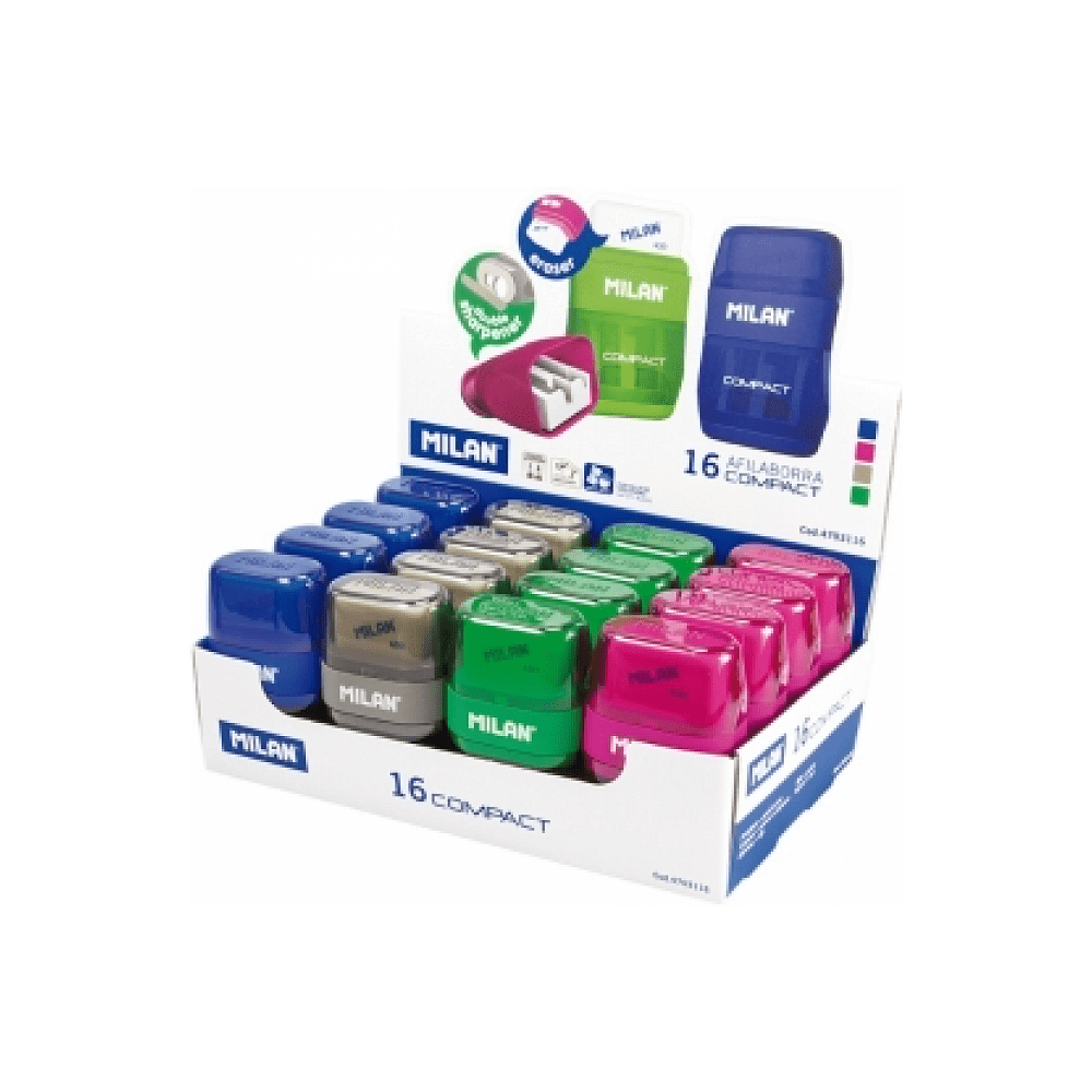 Точилка "Compact" с ластиком, 2 отверстия, с контейнером - 2