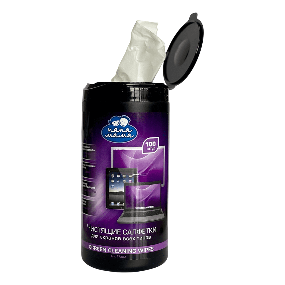 Чистящие салфетки для экранов "Zala" в тубе, 100 шт - 2