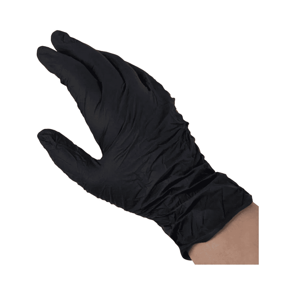 Перчатки нитриловые неопудренные одноразовые BVB, р-р XL, 100 шт./уп., черный - 4