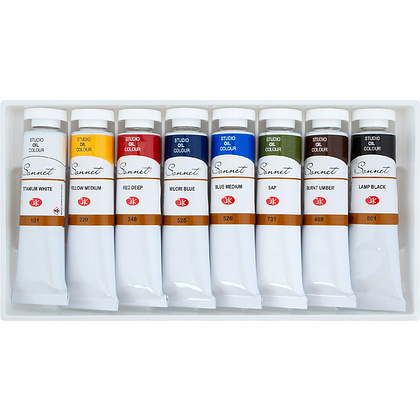 Краски масляные "Сонет", набор 8 цветов, 18 мл, тубы - 4