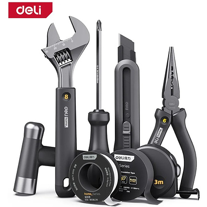 Набор ручного инструмента Deli HS, 8 предметов, Soft Touch, черный - 2