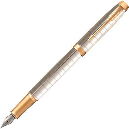 Ручка перьевая Parker "IM Premium Pearl GT", F, белый, золотистый, патрон синий