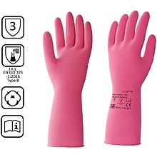 Перчатки латексные HQ Profiline, р-р M, с х/б покрытием, красный