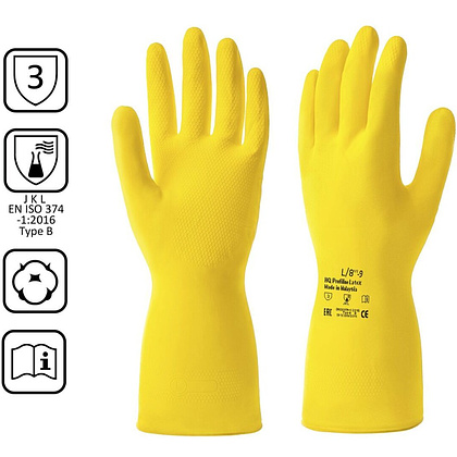 Перчатки латексные с х/б покрытием HQ Profiline р-р L желтый - 2
