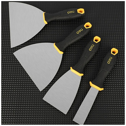 Шпатель нержавеющий Deli YS EDL-HD2-5, 63 мм, ручка 2K, черный, желтый - 7