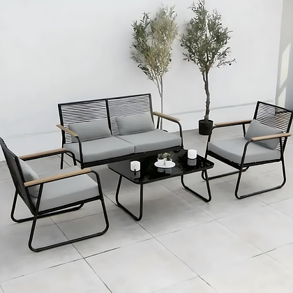 Комплект мебели садовой AksHome GARDENIA (кресло  2 шт, диван 1 шт, стол 1 шт), черный - 12