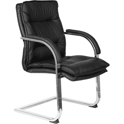 Кресло на полозьях "Бюрократ T-9927SL-LOW-V", натуральная кожа, черный, металл хром