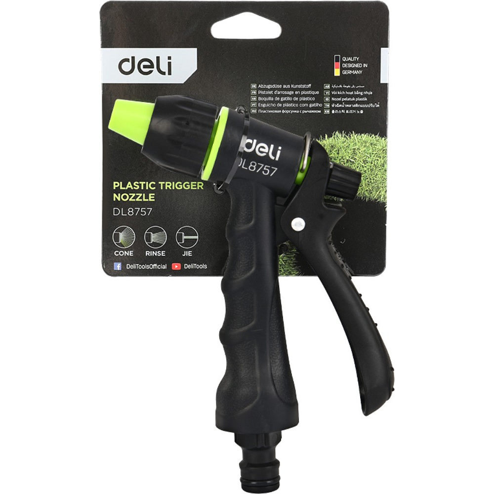 Пистолет-распылитель Deli GS EDL8757, 3 функции, быстросъем, фиксатор курка, черный, зеленый - 3