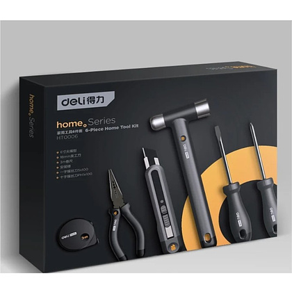 Набор ручного инструмента Deli HS EHT0006, 6 предметов, Soft Touch, черный - 2