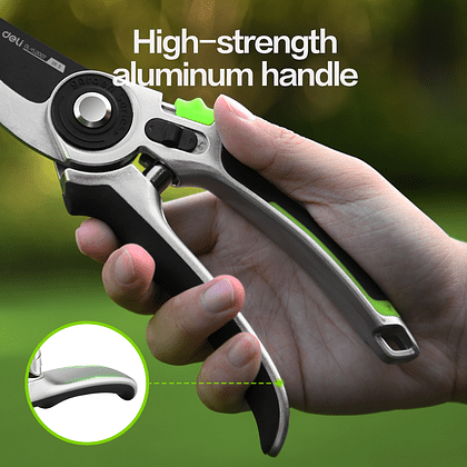 Секатор садовый Deli GS EDL-YL0007, 216 мм, серебристый, черный - 4