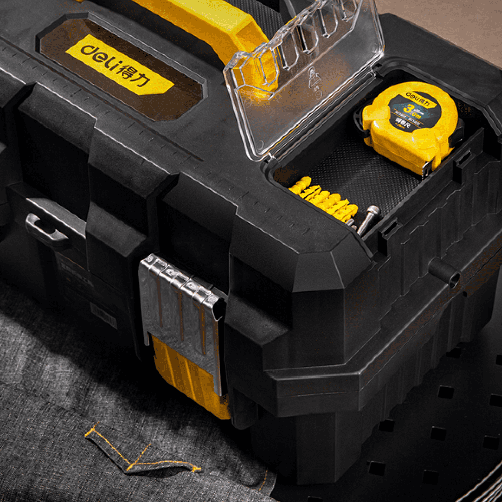 Ящик для инструмента Deli "DL432519", 445х240х230 мм, пластмасса, металлическая застежка - 3