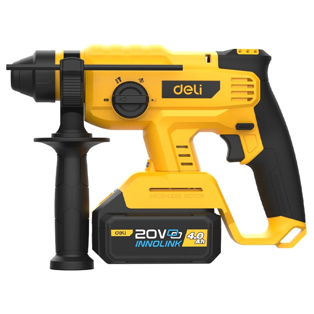 Перфоратор Deli YS EDC300, аккум., 2 Дж, 13-28 мм, 3 реж., 4 А·ч*2, з/у 2А, коробка, черный, желтый - 3