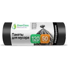 Мешки для мусора GreenClean Professional, 120 л, 50 шт/рулон, ПСД,  20 мкм, 68х105 см, черный
