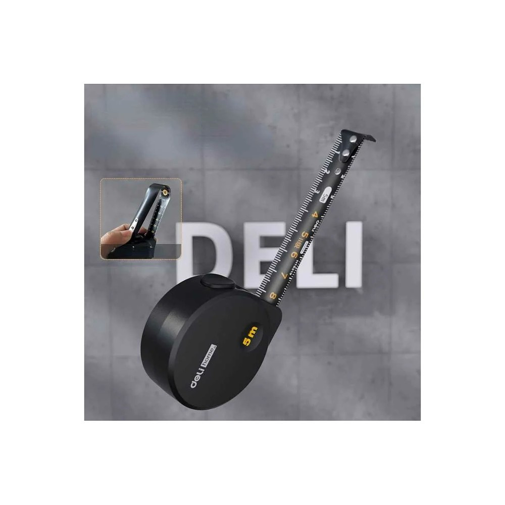 Рулетка Deli HS EHT8519, 5 м х 19 мм, Soft Touch, черный - 10