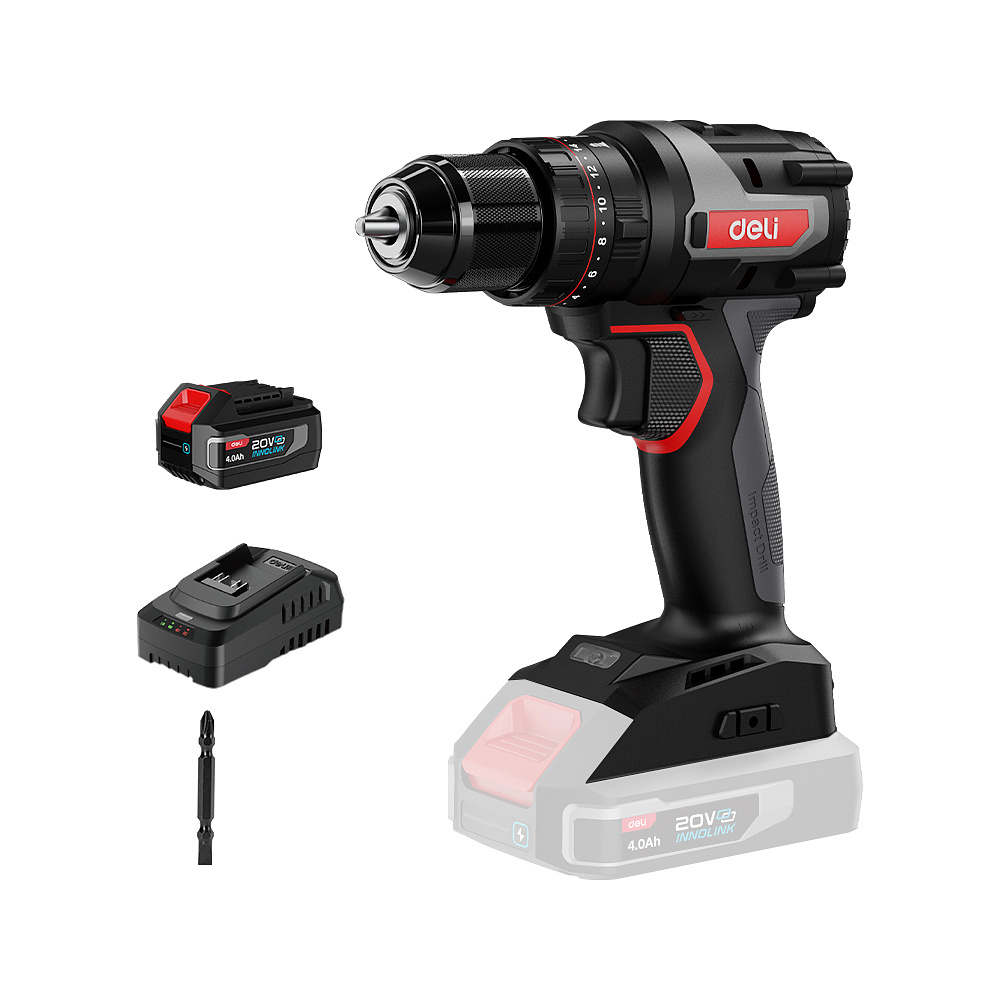 Аккумуляторная дрель-шуруповерт Deli RS DE-CZ20-2A4 20 В, 50 Нм, 1 АКБ, 4 Ач, кейс