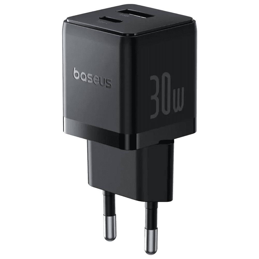 Сетевое зарядное устройство Baseus "Palm", Fast Charger, C+U, 30W, EU, Cluster Black