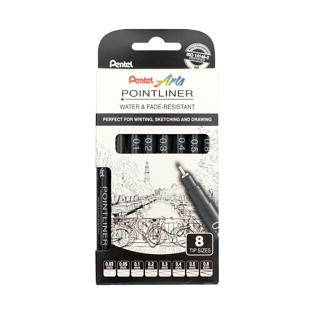 Набор ручек капиллярных "Pointliner", 8 шт, черный
