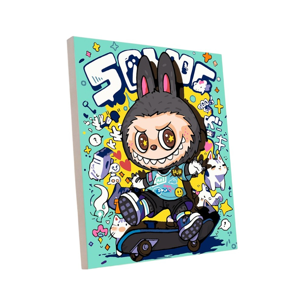 Картина по номерам "Лабубу скейтер бирюзовый"