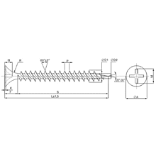 Саморез 3.5х32 мм для монтажа ГКЛ к металлу, фосфат, 1000 шт.