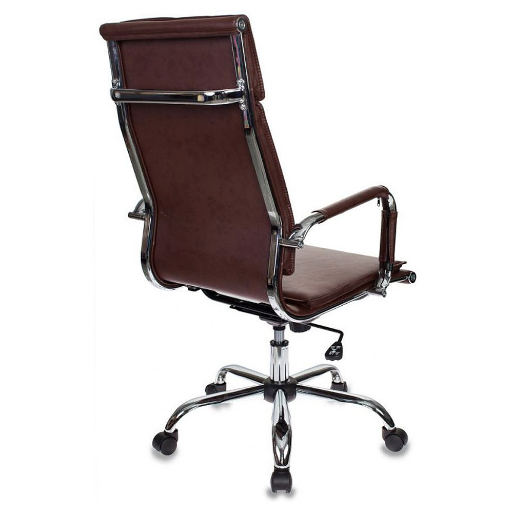 Кресло для руководителя "Бюрократ CH-993" высокая спинка, кожзам, хром, коричневый - 4