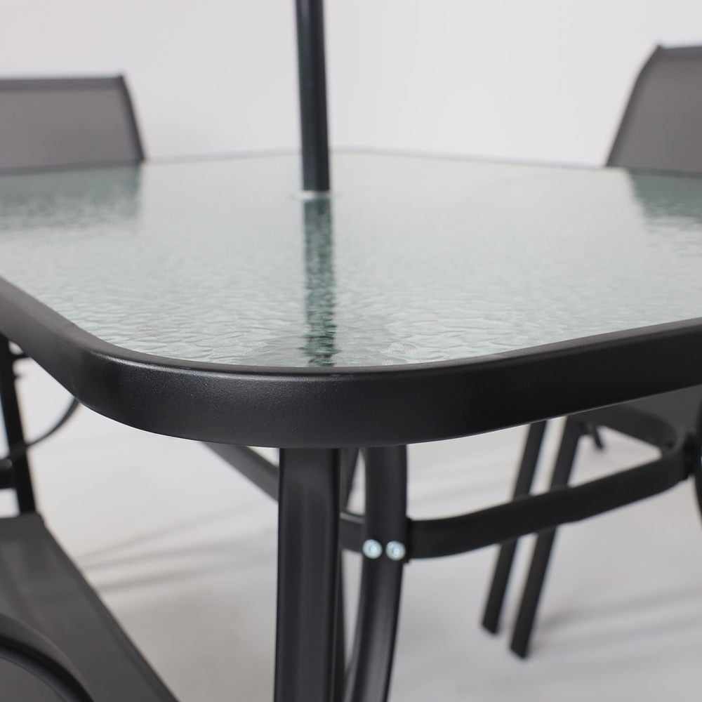 Комплект мебели садовой AksHome SUNBEAM (стол 1 шт, 6 кресел, зонт 1 шт), серый, черный - 20